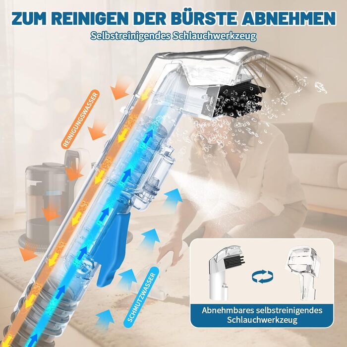 Пристрій для чищення м'яких меблів та килимів, 600W, 17kPa, миючий пилосос, з миючим засобом, компактний, для килимів, диванів, автомобільних сидінь та соф