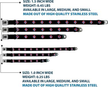 Нашийник для собак Buckle-Down з пряжкою Steal Your Face Repeat - чорний, 1 дюйм, розмір 15-26 дюймів