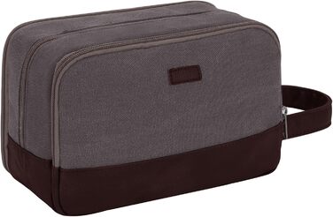 Чоловіча дорожня косметичка WANDF з канвасу, водонепроникна, веганська шкіра, для туалетних аксесуарів (зелена, тауп)