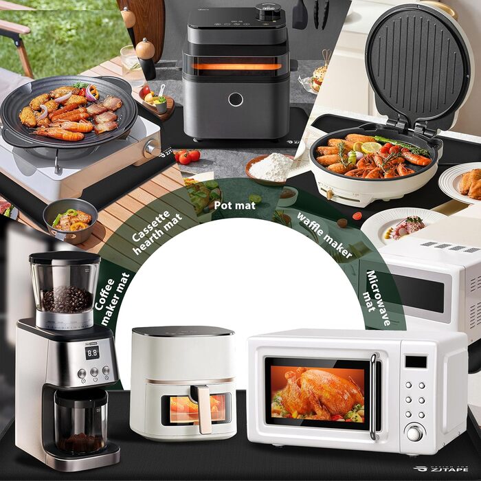 Термостійкий килимок для кухні 80x45 см - захист від нагрівання, силіконовий, чорний