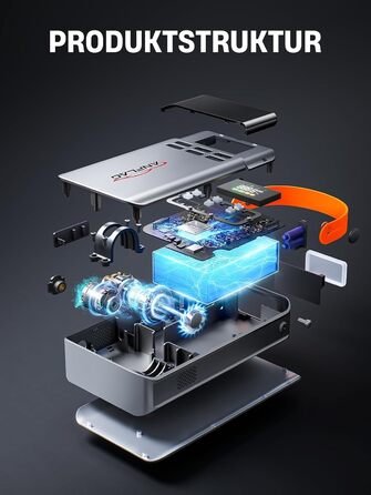 Powerbank для автомобіля з компресором 150PSI ANFLAG 5500A, стартер для бензинових та дизельних двигунів (12.0L), LCD дисплей, LED ліхтарик, подвійний USB, сірий