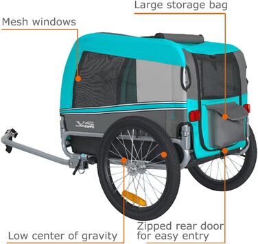 Універсальний візок-перевозник для собак Tiggo VS Pets Medium: велосипедний, буксирний, для джогінгу, блакитний