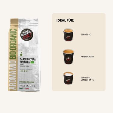Кава в зернах Caffè Vergnano 1882 Aroma Mio Bio, органічна, 1 кг