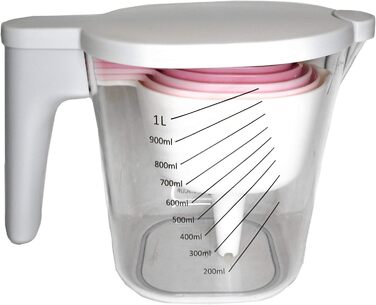 GK509W 10-Piece Nesting Measuring Cups and Spoons Set with a Scraper and Funnel Made of Plastic, Cooking, Baking, Kitchen Gadgets, BPA-Free, Dishwasher Safe, 10 Pieces (white)