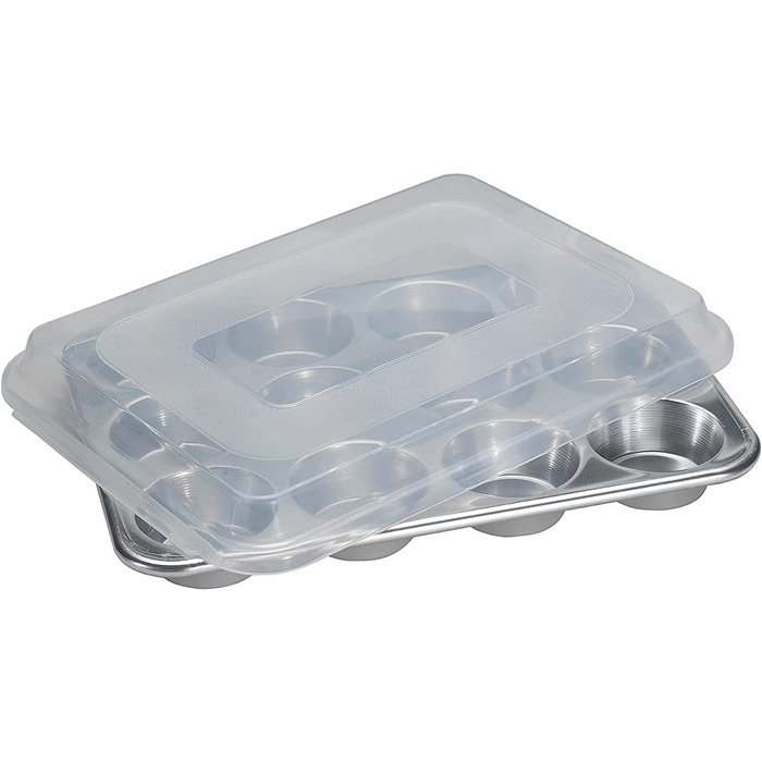 Nordic Ware Muffin Tin with High Sides, 12 Cups, Natural Color