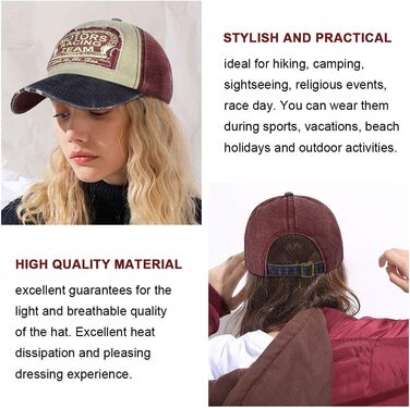 Кепка бейсболка Tuopuda Retro Vintage з регулюванням, унісекс, для мотоциклів, водіння, літня, морського кольору та червона