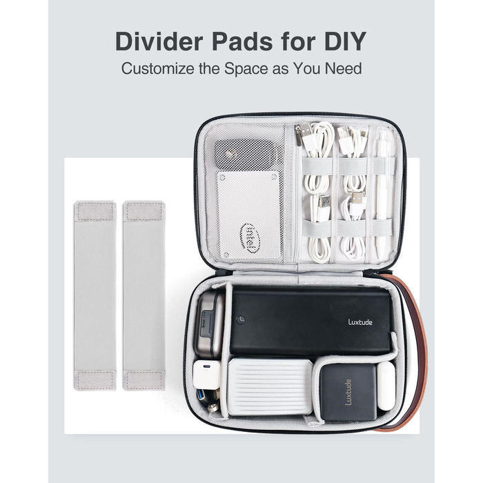 Органайзер для кабелів Luxtude: зручна кейс для зарядних пристроїв, кабелів, Power Bank та жорстких дисків (чорний, двошаровий)