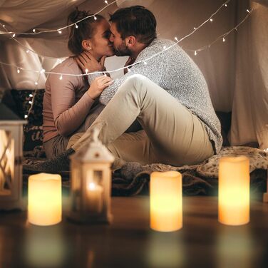 Набір з 6 LED свічок Relaxdays, справжній віск, електричні, безполуменеві, мерехтливі, на батарейках, 7 см, кремові
