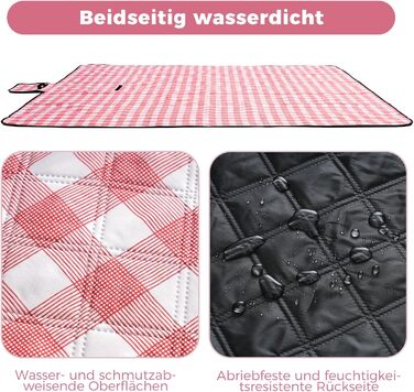 Плед для пікніка Oak & Tea 200x200 см, водонепроникний, ізолюючий, червоний. XXL килимок для пляжу, кемпінгу, відпочинку на природі з міцного Оксфорду