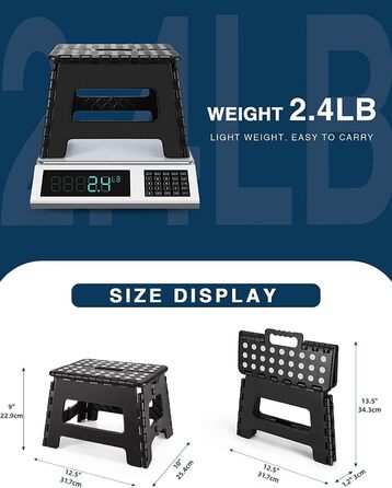 Складний табурет HOUSE DAY 22см, 2 шт. Чорний. Стійкий, антиковзкий, легкий, для дітей, кемпінгу, пікніка, дому
