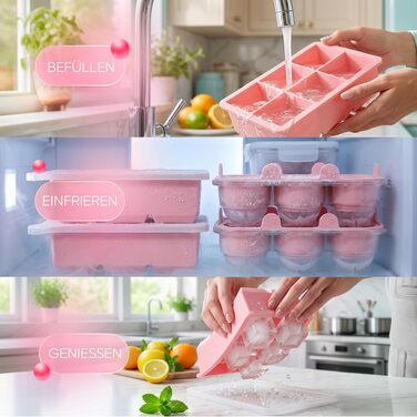 Набір форм для льоду Neighbour’s Friend® Eisform XL (2 шт) — силіконові форми для великих кубиків та кульок льоду, BPA-free, рожевий колір