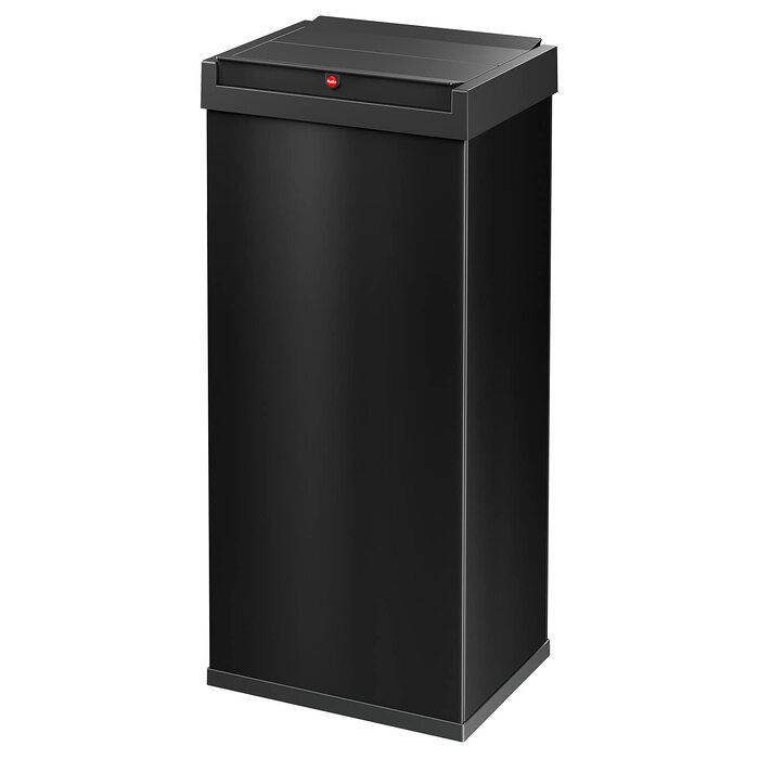 Сміттєвий відер Hailo Big-Box Swing XL на 52 л для кухні, прямокутний, зі сталевим корпусом та самозакривною кришкою-гойдалкою, чорний, Made in Germany