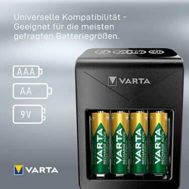 Зарядний пристрій VARTA для акумуляторів AA/AAA, до 8 акумуляторів, LCD Plug Charger+ (одинарний відсік)