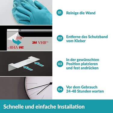 WEISSENSTEIN Badablage without Drilling from Stainless Steel - Self-Adhesive Shelf for the Bathroom - 14 x 9.5 x 5 cm (24 cm, Silver)