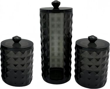 Набір для зберігання ватних дисків та паличок, чорний - 3 шт.