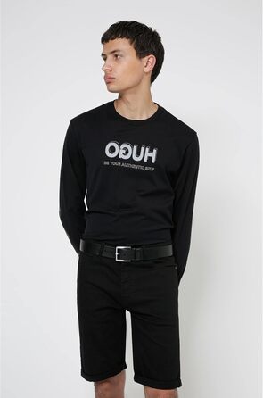 Чоловічий шкіряний ремінь HUGO Gionios з рельєфним оздобленням та металевими деталями, чорний