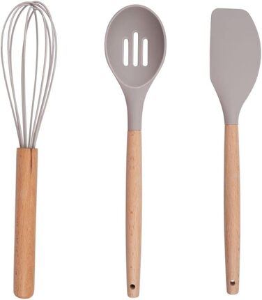 Набір кухонних аксесуарів Alpina Küchenhelfer 7 шт. з обертовим підставкою - кухонні інструменти, силікон, бежевий