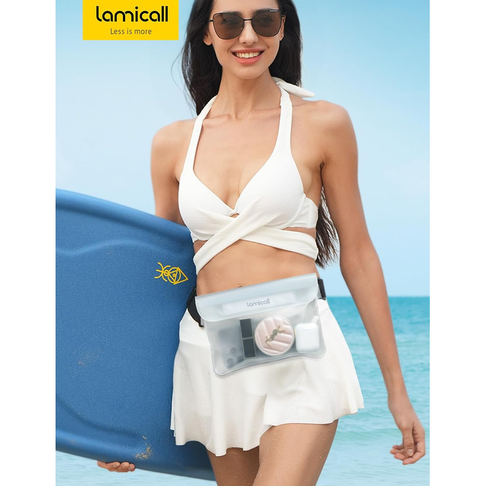 Водонепроникна сумка Lamicall [2 шт.] - водонепроникний поясний мішок з регульованим ремінцем, IPX8, для водного спорту, плавання, пляжу, подорожей (прозора)