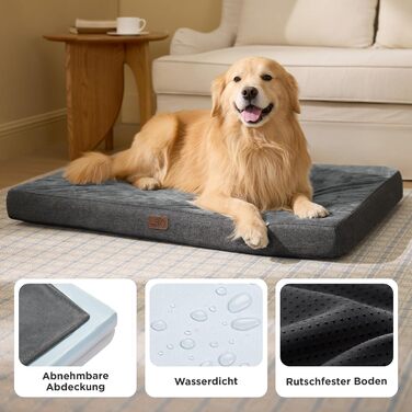 Ортопедична подушка для собак BEDSURE - 61x41x8 см, миється, з Memory Foam, для маленьких собак