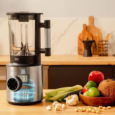 Cecotec Stand Mixer Grand Katana 2700MAX Total Destroy Screen B. Maximum Power 2700W, Digital Display, 8-Blade Knife with Black Titanium Coating, 1.8L Glass Jug
