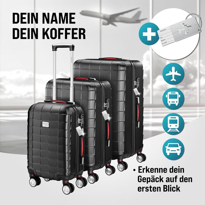 Набір валіз MONZANA® 3шт з TSA замком, органайзером, вагами та ременем. Чорний, M-L-XL