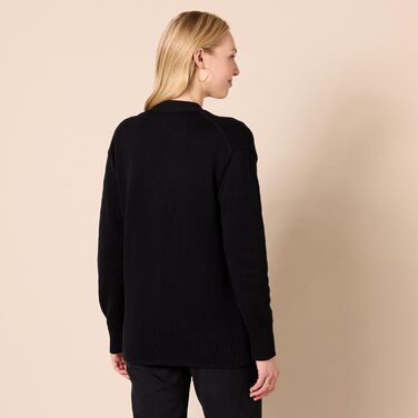 Кардиган-пуловер жіночий Amazon Essentials середньої щільності, V-подібний виріз, вільний крій, чорний, M