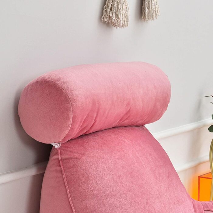 Велике спинне крісло з підлокітниками та підтримкою шиї для читання. Багатофункціональне крісло-підтримка для ліжка, знімний чохол. 75x40x40 см, рожеве