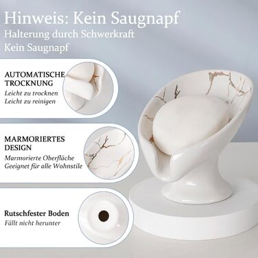 Керамічна мильниця Umlaca, мильниця для душу, підставка для мила, безперебійна мильниця, білий мармур, для кухні, ванної кімнати, душової кабіни