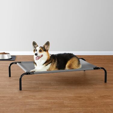 Amazon Basics Elevated Dog Pet Bed, Grey, Size 130 x W 80 x H 19 cm (M)