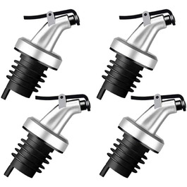 Виливники для олії, набір дозаторів, закриття для олійниць для оливкової олії, вина, оцту, соєвого соусу, виливальники без протікання (4 шт., сріблясті)