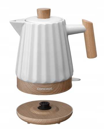 Електричний керамічний чайник Concept, білий, бездротовий, 1500 Вт, 1,5 л