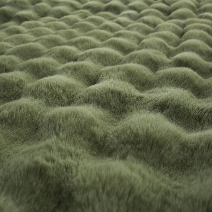 М'яка плюшева ковдра Luofanfei 180x200 см, салатово-кремовий колір, з ефектом 