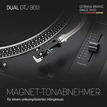 Програвач вінілу Dual DTJ 301.1 USB чорний з прямим приводом, Pitch-Control та USB-підключенням