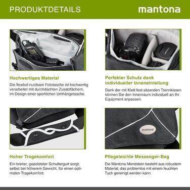 Сумка для фотоапарата Mantona Mondstein SLR чорно-біла (Messenger Bag, універсальна)