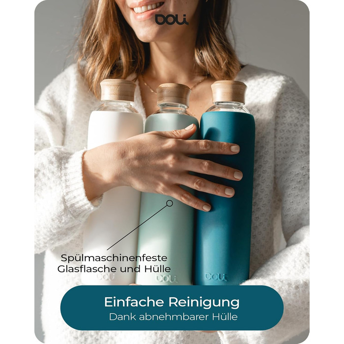 Doli Stainless Steel Water Bottle with Silicone Sleeve - Ideal for Hot & Carbonated Drinks - Absolutely Leak-Proof - Dishwasher Safe - BPA-Free