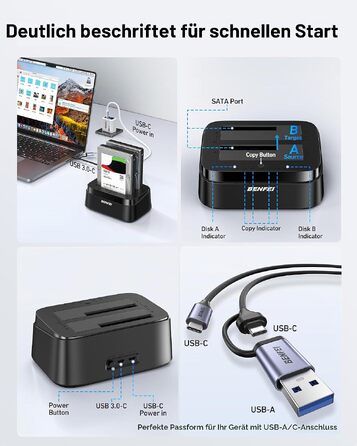 Док-станція BENFEI USB-C для HDD/SSD 2.5