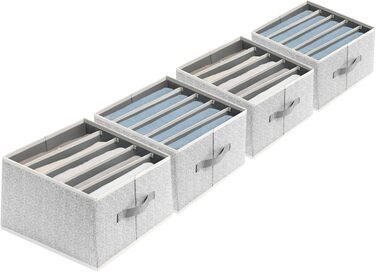 4 Piece Drawer Organizer, Jeans Closet Organizer, Foldable Storage Box with Compartments for Storing Clothes, Jeans, Shirts, Blankets, Underwear (12in. 4 Pack, Assorted)