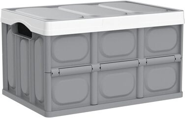 Yorbay 2-Piece Set 55L Professional Folding Box Transport Box with Lid, Foldable Storage Box with Handle, Stackable Boxes Storage Box Folding Boxes Stackable Boxes for Storage and Transport, PP, Grey (55L)