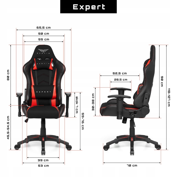 Ігрове крісло GAMVIS EXPERT, червоне, тканинне