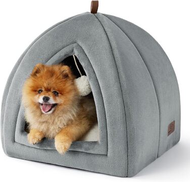 BEDSURE Хатинка для кота велика сіра - складане ліжко для кота з пральними подушками, котяче намет для кошенят, маленьких та середніх тварин, м'яке та тепле котяче ліжко для дому, 44x44x44см