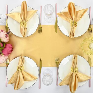Champagne Satin Napkins Cloth 40 Pieces Square 20 x 20 inches Soft, Smooth Fabric Table Napkins Washable Satin Cloth Napkins for Weddings Parties Vacations Dinners Thanksgiving
