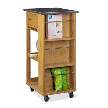 Relaxdays Kitchen Cart ALFRED L with Wine Rack