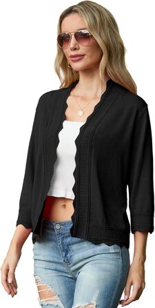 Жакет-кардиган жіночий Grecerelle, легкий, з рюшами, для вечірнього образу, чорний