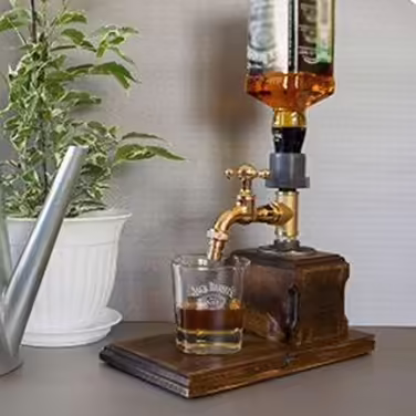 Bottle stand for 1/2/3 bottles, alcohol, liqueur dispenser, drinks, wine racks, alcohol, whisky dispenser, faucet-shaped for parties, dinners, bars, and beverage stations