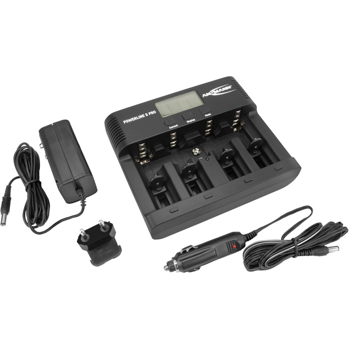Зарядний пристрій ANSMANN Powerline 5 Pro для акумуляторів NiMH/NiCd з LCD-дисплеєм та мікропроцесорною технологією, багаторазовий захист