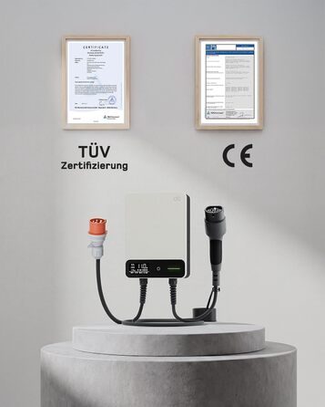 Wallbox 11 кВт з Wi-Fi та кабелем Type 2 7,5м, 3-фазне зарядне для електромобілів (BEV/PHEV), 6-16A, 400V, RCD Type A 30mA/DC 6mA, IP54, чорний. Зарядна станція для дому.