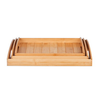 Relaxdays Set of 3 Bamboo Coasters