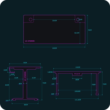 Ігровий стіл Ultradesk 152 x 75 x 70 см