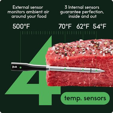 Chef iQ Smart Thermometer Add-on №2: Bluetooth/WiFi, моніторинг 2 продуктів, для гриля, духовки, коптильні, фритюрниці, плити. Потрібен хаб (Хаб + 1 зонд (2023))
