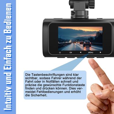 Автомобільний відеореєстратор 4K + 1080P з передньою та задньою камерами, 64GB SD карта, 5GHz WiFi, 1.97